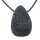 Lava Anhänger flacher Trommelstein ca. 30 x 20 mm in Tropfen Form mit Bohrung ca. 2,5 mm