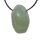 Jade / Serpentin hellgrün Trommelstein XL Anhänger gebohrt ca. 24 x 40 mm mit 1 m Textilband