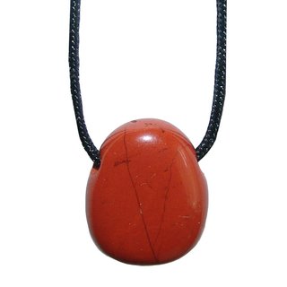 Jaspis Rot Trommelstein Anhnger gebohrt ca. 25 x  20 mm mit 1 Meter Textilband
