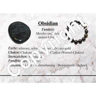 Obsidian Gold Anhnger flacher Trommelstein ca. 30 x 20 mm in Tropfen Form mit Bohrung ca. 2,5 mm