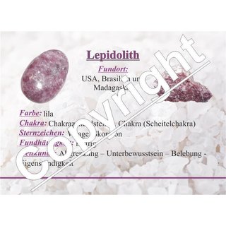 Lepidolith Anhnger flacher Trommelstein ca. 30 x 20 mm in Tropfen Form mit Bohrung: ca. 2,5 mm