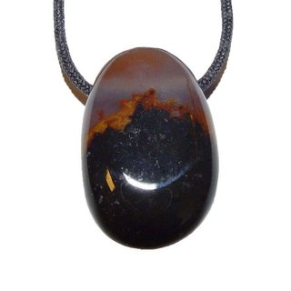 Sardonyx Anhnger flacher Trommelstein ca. 30 x 20 in Tropfen Form mit Bohrung ca. 2,5 mm