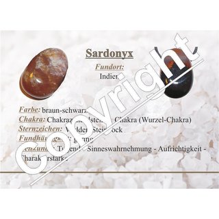 Sardonyx Anhänger flacher Trommelstein ca. 30 x 20 in Tropfen Form mit Bohrung ca. 2,5 mm