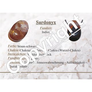 Sardonyx Anhnger flacher Trommelstein ca. 30 x 20 in Tropfen Form mit Bohrung ca. 2,5 mm