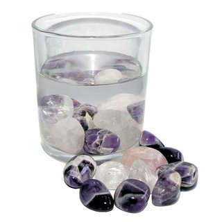 BASIS - Wassersteine 200 g Trommelsteine Edelsteinwasser Wassersteine Amethyst Bergkristall und Rosenquarz