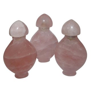 Rosenquarz Edler Flakon Deko Miniatur Flasche ca. 42 x 20 x 70 mm mit Schraubverschluss