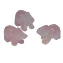 Rosenquarz Elefant ca. 20 x 30 mm als Glücksbringer mit Rüssel nach oben