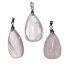 Rosenquarz Anhänger mit silberfarbenem Clip Größe *M* 25 x 20 mm