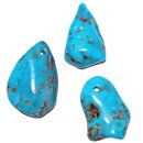 Türkis echt Trommelstein Anhänger gebohrt flach freie Form ca. 20 - 30 mm SUPER Qualität