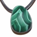 Malachit Anhänger flacher Trommelstein ca. 30 x 25 mm mit Bohrung 2,5 mm