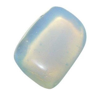 Opalith (Glas, synthetisch) milchig- blau- durchsichtiger Opal Schimmer Trommelstein