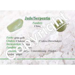 Jade / Serpentin hellgrün Trommelstein XL Handschmeichler Wasserstein ca. 35 mm