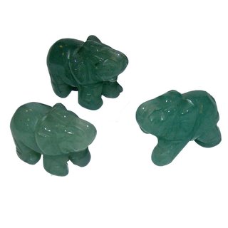 Aventurin grün Elefant aus echtem Edelstein ca. 30 x 25 mm mit Rüssel nach oben Glücksbringer