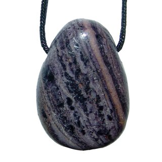 Charoit Anhnger flacher Trommelstein ca. 25 - 30 mm in Tropfen Form mit Bohrung: ca. 2,5 mm
