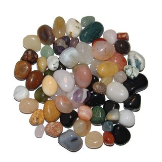 Bunte Trommelstein 1 kg Mischung ca. 120- 150 Steine ca. 10 - 30 mm mit Bergkristall, Rosenquarz, Moosachat, Natur Achate, Jaspis u.a.(4955)