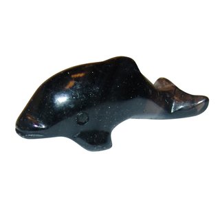 Obsidian schwarz Delfin / Delphin ca. 50  x 18  mm