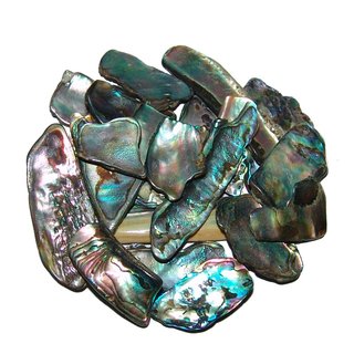 Paua Shell Muschel 50 Gramm = ca 70-100  kleine Stcke ca. 3 - 15 mm Seeopal  mit herrlichem blauem Farbspiel