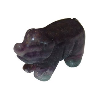 Fluorit Schwein - Glcksschwein grn lila ca.50 x 30  mm Edelstein, Glcksbringer