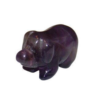 Fluorit Schwein - Glücksschwein grün lila ca40 x 20  mm Edelstein, Glücksbringer
