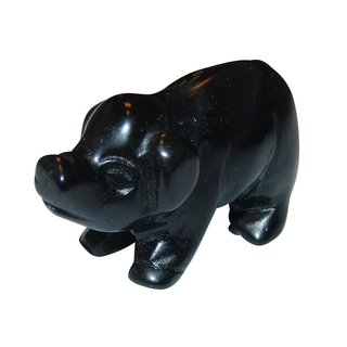 Obsidian schwarz Schwein - Glcksschwein ca. 50 x 30 mm