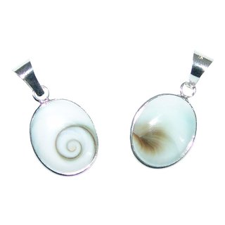 Operculum (Shiva - Auge) 925er Silber Anhnger oval  beidseitig tragbar ca. 15 x 12  mm mit se.
