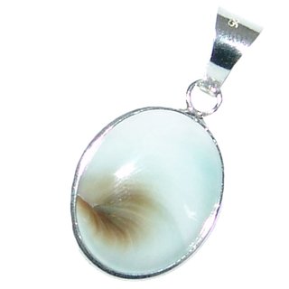 Operculum (Shiva - Auge) 925er Silber Anhnger oval  beidseitig tragbar ca. 15 x 12  mm mit se.