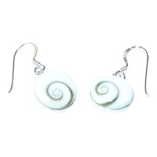 Operculum (Shiva - Auge) 925er Silber Ohrringe - Ohrhnger rund mit Blume des Lebens  ca. 10  mm