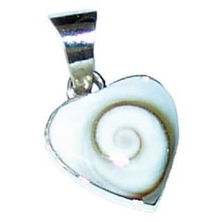 Operculum (Shiva - Auge) 925er Silber Herz Anhänger  ca. 15  x 15  mm mit Öse.