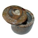 Ammonit Fossil Dose aus Jura Marmor braun rund mit Deckel...