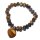 Tigerauge Armband mit HERZ Charme Anhänger auf Stretchband