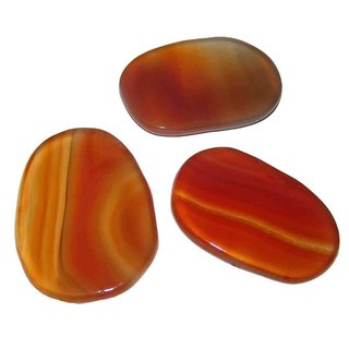 Achat - Carneol farben flacher Trommelstein Massagestein zum Auflegen ca. 55 x 40 mm