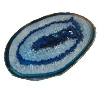 Achatscheibe blau schön transparent groß Länge ca. 100 - 120 mm Breite ca. 85 - 90 mm