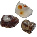 Feuer Achat 3 Natur Steine leicht anpoliert daher Oberlfächen Struktur  je ca. 15 - 30 mm