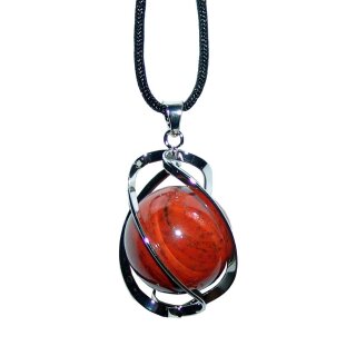 Edelstahl Kugelhalter Anhänger mit Ø 20 mm Jaspis rot Kugel, nicht wechselbar Größe ca. 40 mm