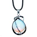 Edelstahl Kugelhalter Anhänger mit Ø 20 mm Opalith Glas Kugel nicht wechselbar Größe ca. 40 mm
