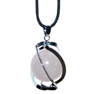 Edelstahl Kugelhalter Anhänger mit Ø 20 mm Rosenquarz Kugel nicht wechselbar Größe ca. 40 mm