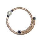 Leder Armband /  Reif braun geflochten mit Swasser...