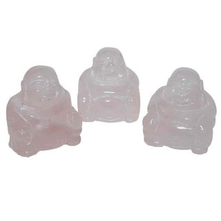 Rosenquarz Buddha ca. 25 x 30 mm aus echtem Edelstein Happy Buddha sitzend, lachend