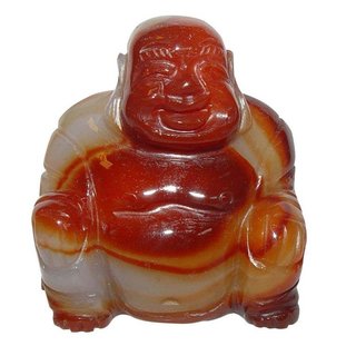 Carneol - Achat Buddha ca. 45 x 50 mm aus echtem Edelstein Happy Buddha sitzend
