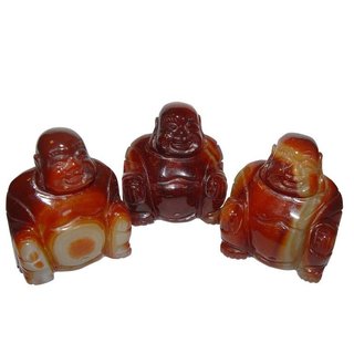 Carneol - Achat Buddha ca. 45 x 50 mm aus echtem Edelstein Happy Buddha sitzend