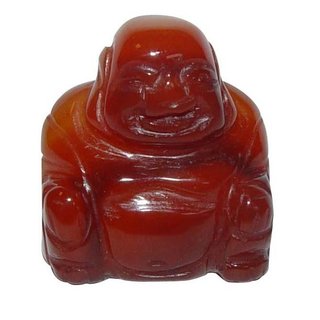 Carneol - Achat Buddha ca. 25 x 30 mm aus echtem Edelstein Happy Buddha sitzend