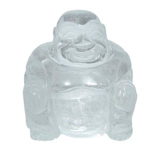 Bergkristall Buddha ca. 45 x 50 mm aus echtem Edelstein Happy Buddha sitzend, lachend
