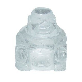 Bergkristall Buddha ca. 25 x 30 mm aus echtem Edelstein Happy Buddha sitzend, lachend
