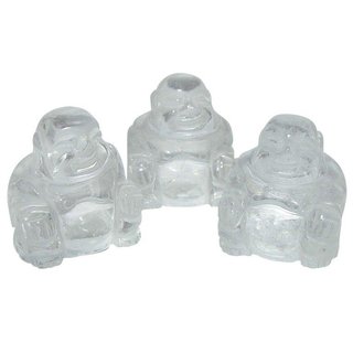 Bergkristall Buddha ca. 25 x 30 mm aus echtem Edelstein Happy Buddha sitzend, lachend