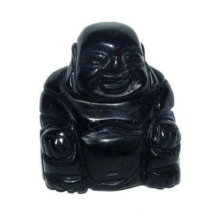 Obsidian Buddha ca. 30 mm sitzender lachender Happy Buddha