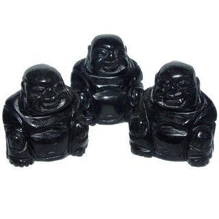 Obsidian Buddha ca. 30 mm sitzender lachender Happy Buddha