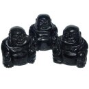 Obsidian Buddha ca. 30 mm sitzender lachender Happy Buddha