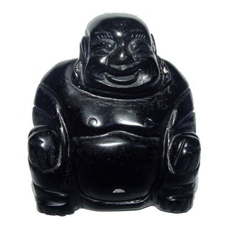 Obsidian Buddha ca. 50 mm sitzender lachender Happy Buddha