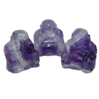 Amethyst gebndert Buddha ca. 25 x 30 mm aus echtem Edelstein Happy Buddha sitzend