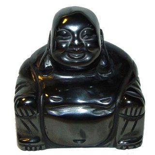 Hämatit Buddha aus echtem Edelstein ca. 50 mm Happy Buddha sitzend, lachender Buddha